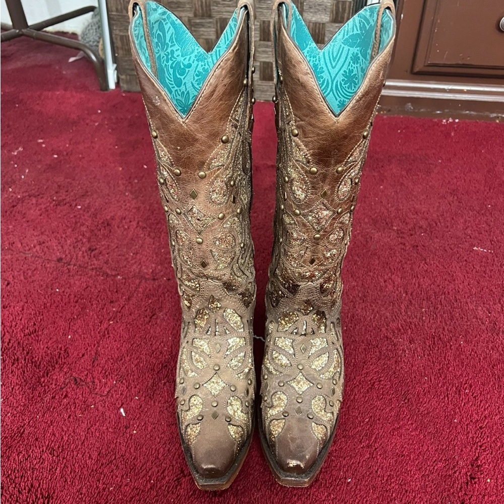 CORRAL snip toe boots glitter